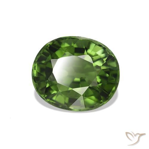 Turmalina Verde Terroso Natural 1.73ct, Corte Oval, VVS-VS