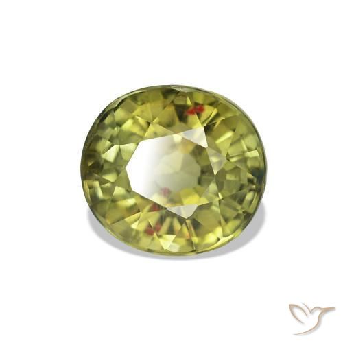 Turmalina Verde amarelado Natural 1.49ct, Corte Oval, VS