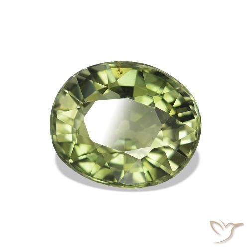 Turmalina Verde amarelado Natural 1.45ct, oval, VVS