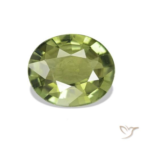 Turmalina verde quente Natural 1.51ct, oval, VVS-VS