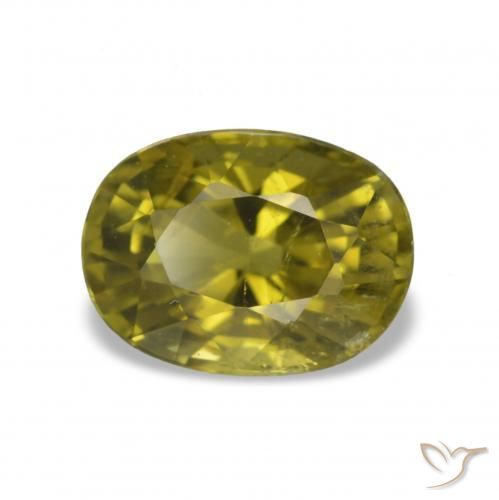Turmalina Verde amarelado Natural 1.54ct, Corte Oval, VS