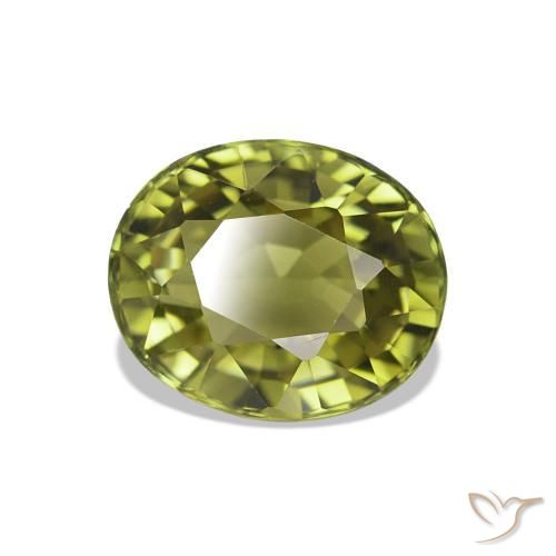 Turmalina Verde amarelado Natural 1.52ct, Corte Oval, VVS