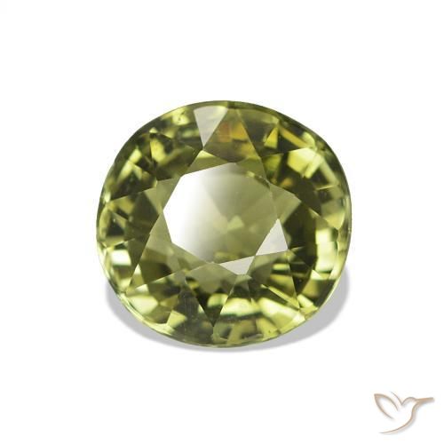 Turmalina Verde amarelado Natural 1.62ct, Corte Oval, VVS