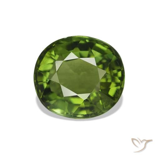 Turmalina Verde amarelado Natural 1.41ct, oval, VVS