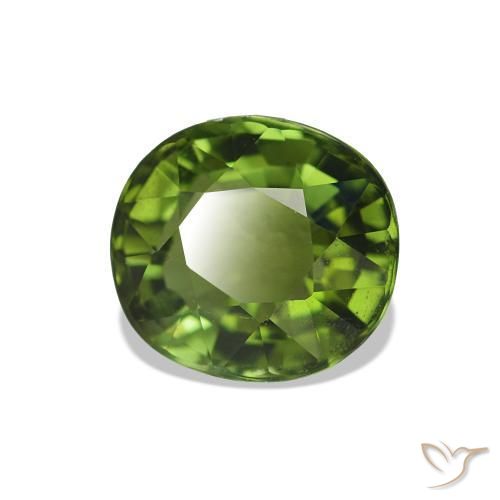 Turmalina Verde amarelado Natural 1.41ct, oval, VVS