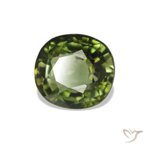 Turmalina Verde Terroso Natural 1.44ct, Almofada cortada, VS