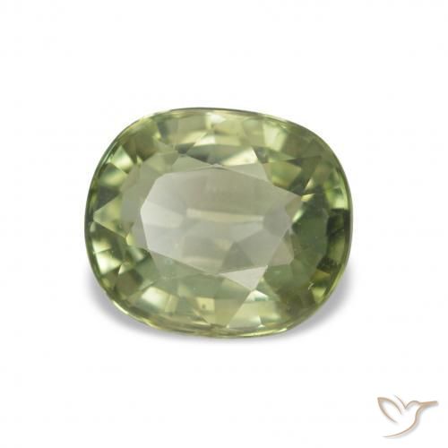 Turmalina Verde amarelado Natural 1.86ct, Almofada cortada, VVS-VS