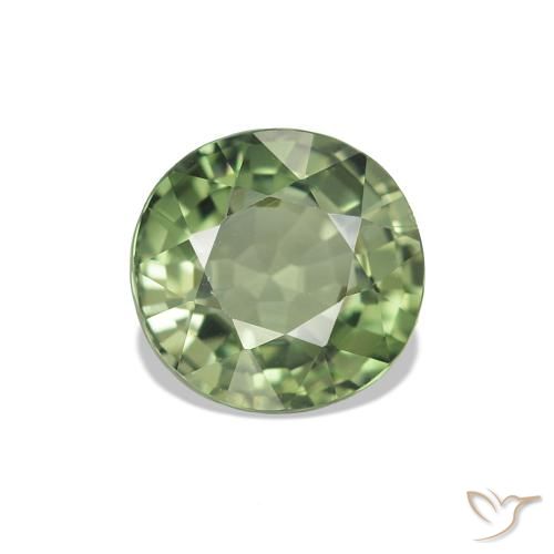 Turmalina verde quente Natural 1.27ct, Corte Redondo, VVS