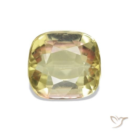 Turmalina Amarelo acastanhado Natural 1.78ct, Almofada cortada, VS-SI