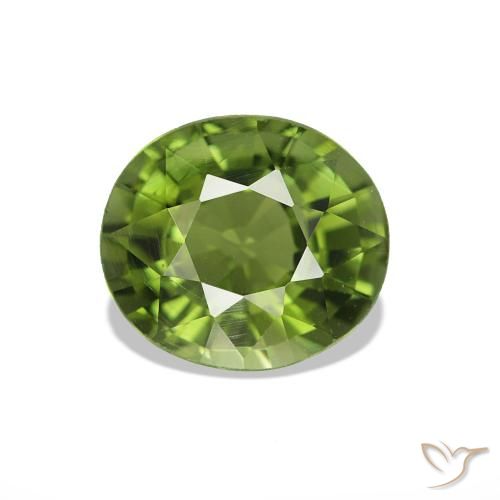 Turmalina verde quente Natural 1.33ct, Corte Oval, VS-SI