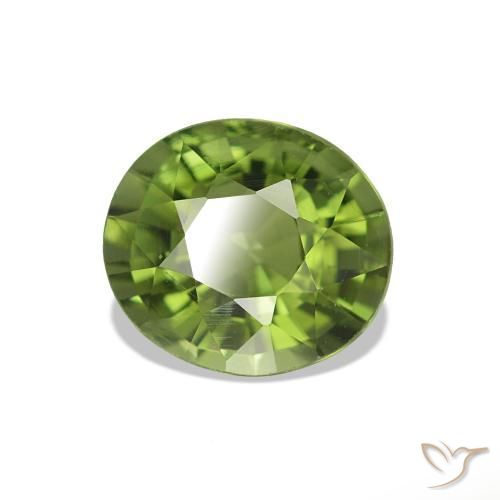Turmalina verde quente Natural 1.33ct, Corte Oval, VS-SI