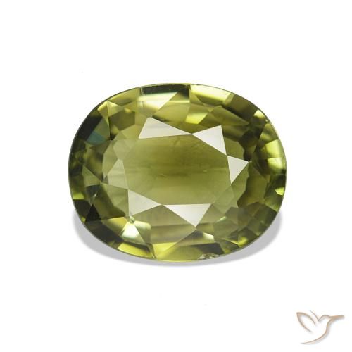 Turmalina Verde amarelado Natural 1.74ct, Corte Oval, VVS