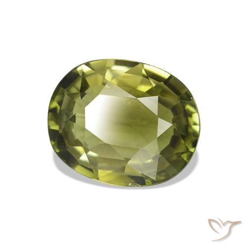 Turmalina Verde amarelado Natural 1.74ct, Corte Oval, VVS