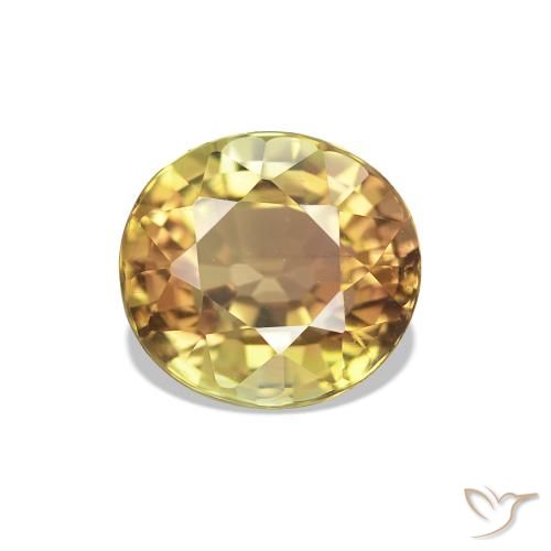 Turmalina Amarelo marrom Natural 1.47ct, Corte Oval, VVS