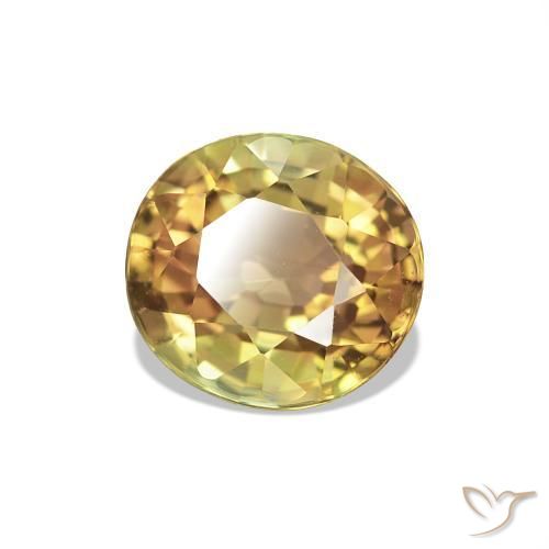 Turmalina Amarelo marrom Natural 1.47ct, Corte Oval, VVS