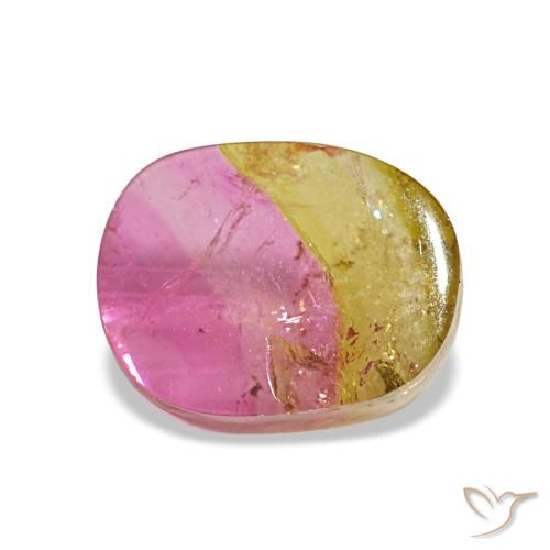 Turmalina bicolor natural 2,34ct, almofada cortada, transparente