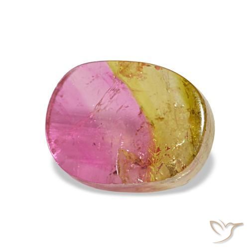 Turmalina bicolor natural 2,34ct, almofada cortada, transparente
