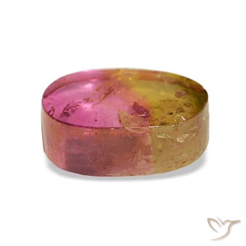 Turmalina bicolor natural 2,34ct, almofada cortada, transparente