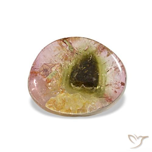 Turmalina multicolorido natural 1,80ct, forma extravagante, transparente