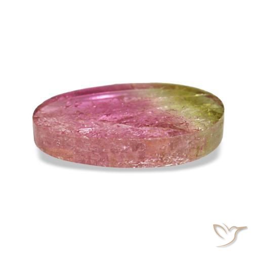 Turmalina bicolor natural 1,59ct, corte oval, transparente