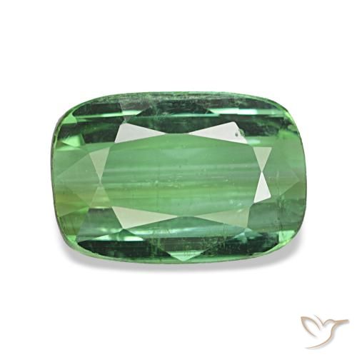 Turmalina verde natural 1,53ct, almofada cortada, VS