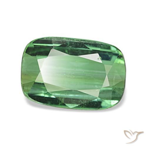 Turmalina verde natural 1,53ct, almofada cortada, VS