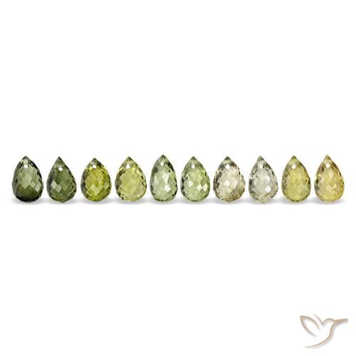 Pedras preciosas de turmalina verde natural de 6,53 ct, briolete, VS-SI