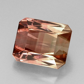 Turmalina bicolor natural 8,55ct, corte esmeralda, VVS-VS