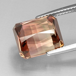 Turmalina bicolor natural 8,55ct, corte esmeralda, VVS-VS