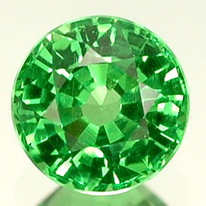 Granada Tsavorita verde vivo Natural 0.39ct, Corte Redondo, VVS-VS