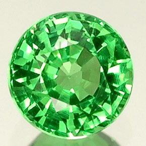 Granada Tsavorita verde vivo Natural 0.39ct, Corte Redondo, VVS-VS