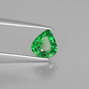 Granada tsavorita verde natural 0,94ct, formato de pêra, VS