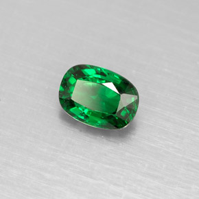 Granada tsavorita verde natural 0,51ct, almofada cortada, VS
