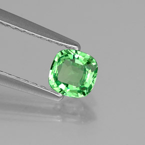 Granada tsavorita verde natural 0,44ct, almofada cortada, VVS-VS