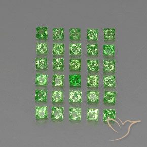 Pedras preciosas de Granada Tsavorita verde vivo natural de 2.74 ct, Quadrado, VVS-VS