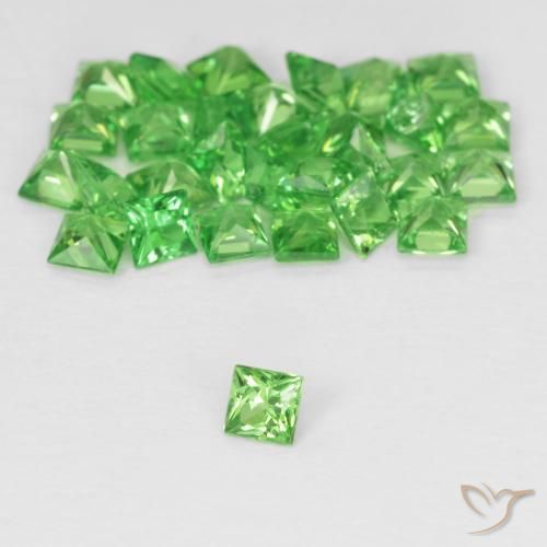 Pedras preciosas de Granada Tsavorita Verde claro natural de 2.41 ct, Quadrado, VVS-VS