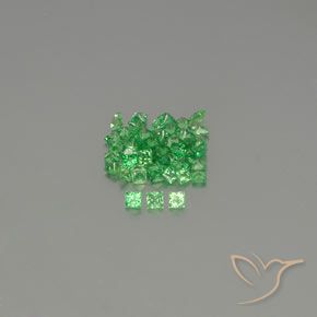 Pedras preciosas de granada tsavorita verde natural de 2,13 ct, quadrado, VVS-VS