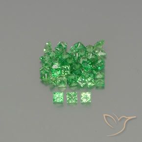 Pedras preciosas de granada tsavorita verde natural de 2,13 ct, quadrado, VVS-VS