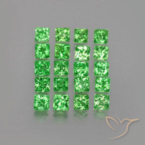 Pedras preciosas de Granada Tsavorita verde elétrico natural de 1.31 ct, Quadrado, VVS-VS