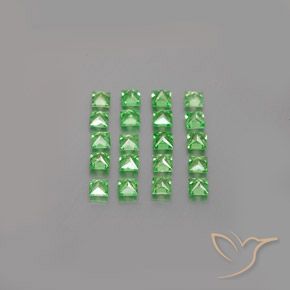 Pedras preciosas de Granada Tsavorita verde elétrico natural de 1.31 ct, Quadrado, VVS-VS