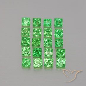 Pedras preciosas de Granada Tsavorita Verde claro natural de 1.54 ct, Quadrado, VVS-VS