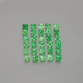 Pedras preciosas de granada tsavorita verde natural de 1,62 ct, quadrado, VVS-VS