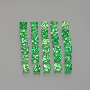 Pedras preciosas de granada tsavorita verde natural de 1,62 ct, quadrado, VVS-VS