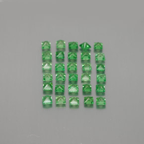Pedras preciosas de granada tsavorita verde natural de 1,62 ct, quadrado, VVS-VS