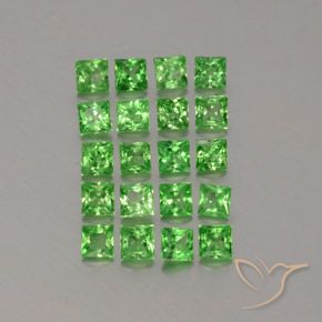 Pedras preciosas de Granada Tsavorita verde vivo natural de 1.34 ct, Quadrado, VVS-VS