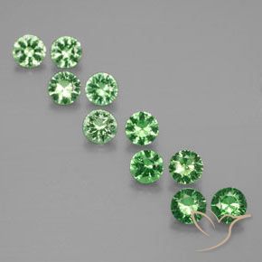 Pedras preciosas de Granada Tsavorita Verde claro natural de 1.91 ct, Redondo, VS