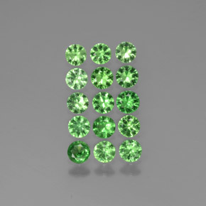 Pedras preciosas de granada tsavorita verde natural de 1,97 ct, corte redondo, VS