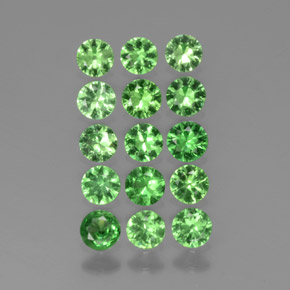 Pedras preciosas de granada tsavorita verde natural de 1,97 ct, corte redondo, VS