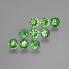 Pedras preciosas de granada tsavorita verde natural de 1,99 ct, corte redondo, VS