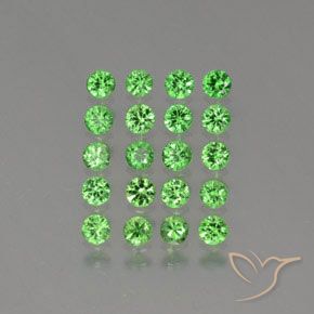 Pedras preciosas de Granada Tsavorita verde elétrico natural de 2.24 ct, Corte Redondo, VS